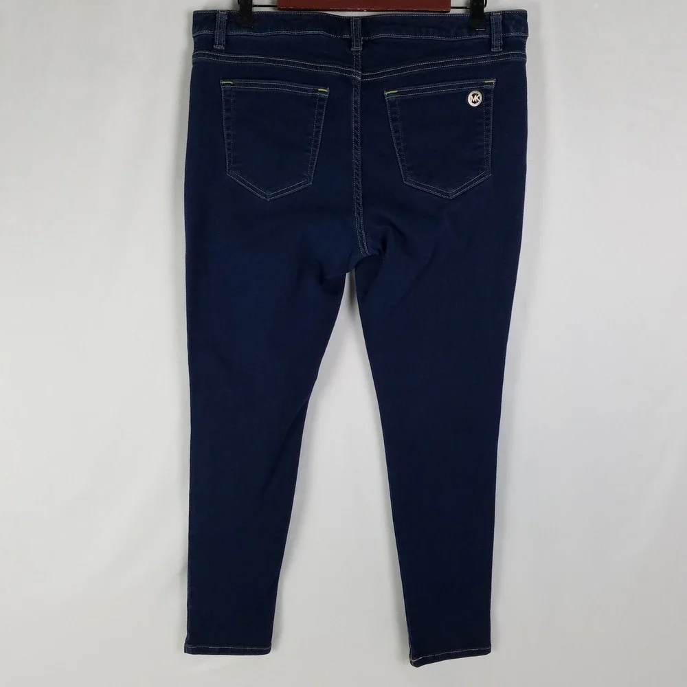 Michael‎ Kors Womens Izzy Skinny Jeans Dark Wash Blue Size 12 Denim